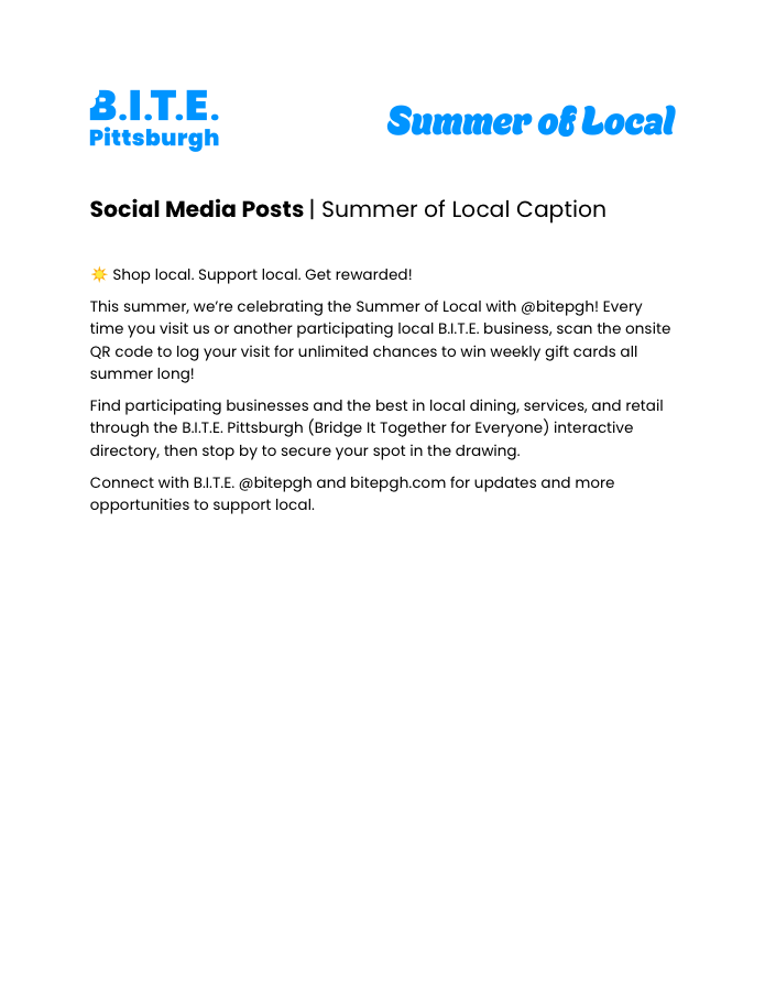 First page of Summer of Local caption